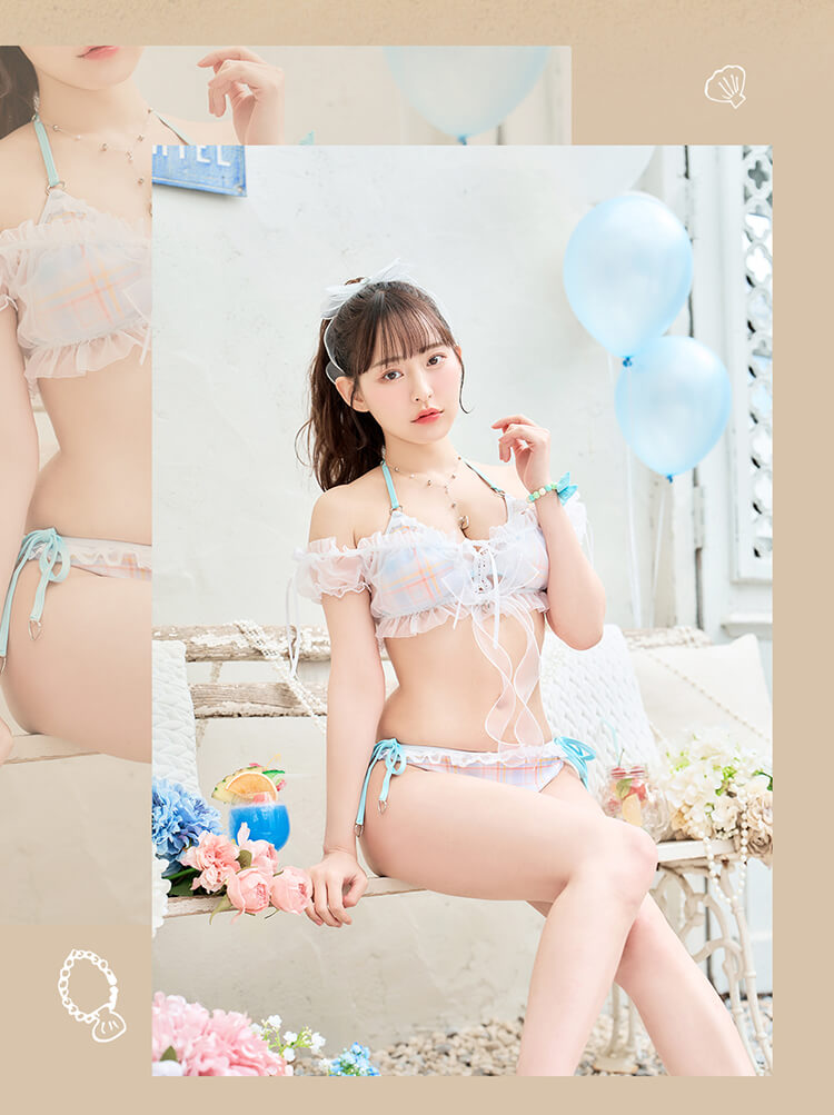 【即日発送】シルキーシャボンチェックビキニ《レディース水着7点セット》【Malymoon/マリームーン】【SW25002】