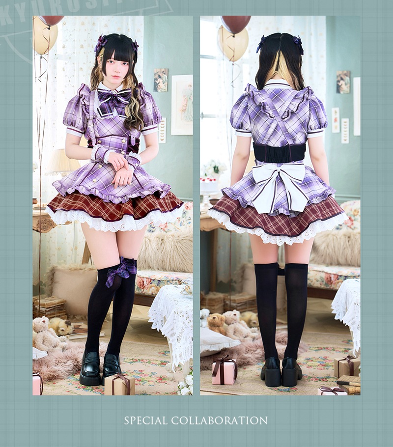 マリームーン　malymoon チェックメイド　ブルー　きゅるりんってしてみて 一部予約】【きゅるりんってしてみて着用】メイドコスチューム