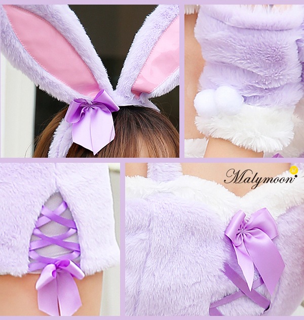 [Same-day shipping] fluffy Purple Bunny << Halloween Cosplay 7-piece set >>【Malymoon】[s8854]