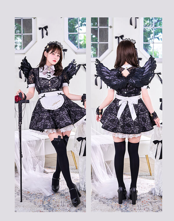 マリームーン 天使堕天使レースアレンジメントエンジェルドレス メイド