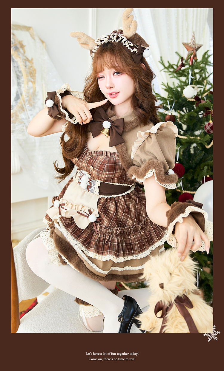 即日発送】チョコチェックトナカイノエルドメイド《クリスマスコスプレ