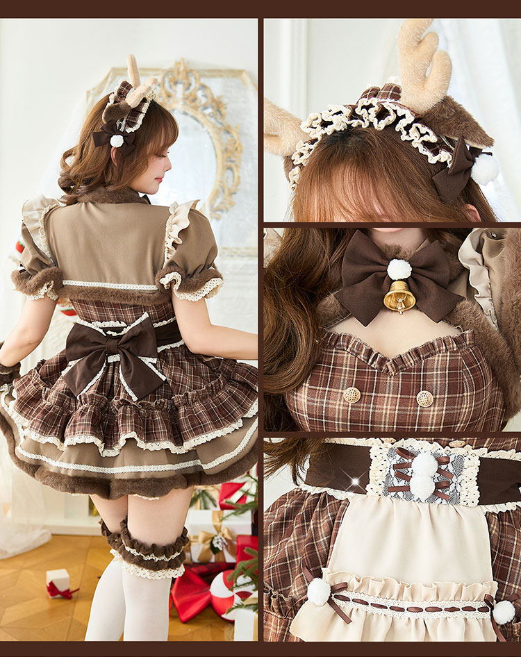 即日発送】チョコチェックトナカイノエルドメイド《クリスマスコスプレ