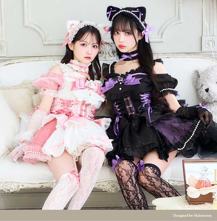 【即日発送】【佐藤ノア&中村里砂着用】ツインプリンセスキャットドレス《オリジナルコスプレ15点セット》【Malymoon/マリームーン】【CS25218】