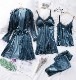 ラグジュアリーナイトウェア（ブルー）《かわいいルームウェア4点セット》【2998-2】|ルームウェア