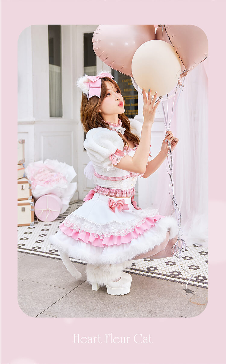 【ホワイトは予約】【沖縄コレクション着用】ハートフルールキャット《オリジナルコスプレ12点セット》【Malymoon/マリームーン】【CS25020】