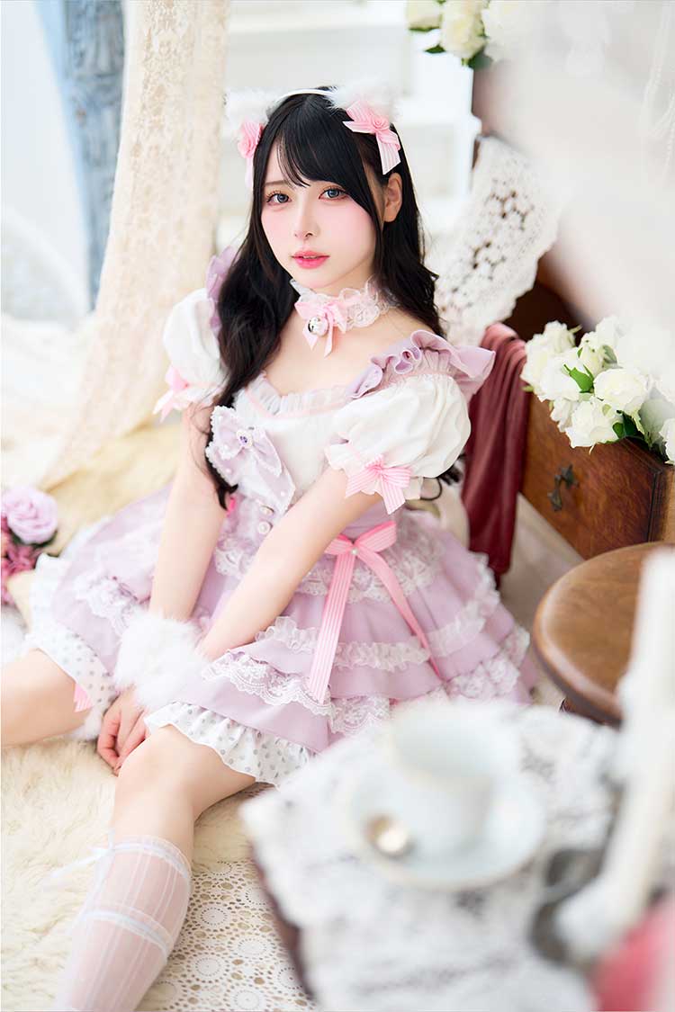 一部予約】【Mumei着用】《pink&purple》フレンチガーリーメイド