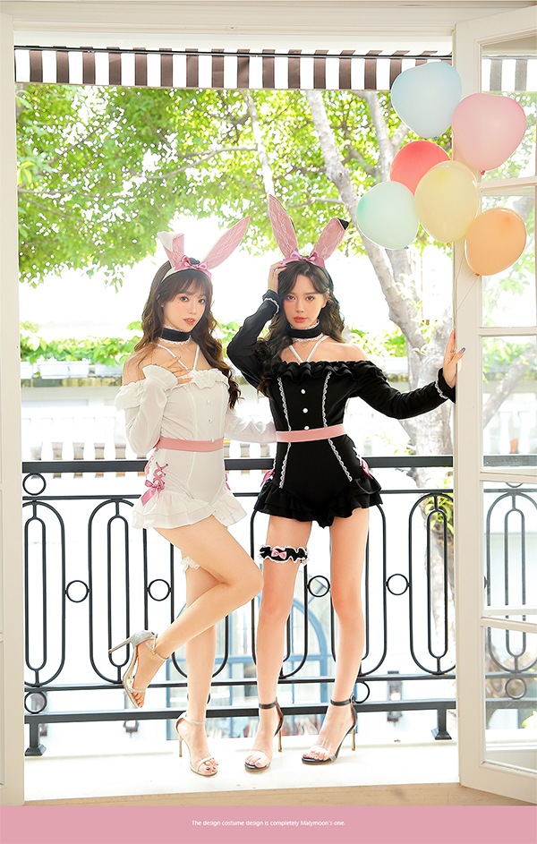 [Same day shipping] Off shoulder bunny suit <<Halloween cosplay 6 piece set>>【Malymoon】[9585]