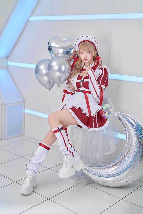 【即日発送】アクセントラインハーネスジャージメイド《ハロウィンコスプレ6点セット》【Malymoon/マリームーン】【9793-2】