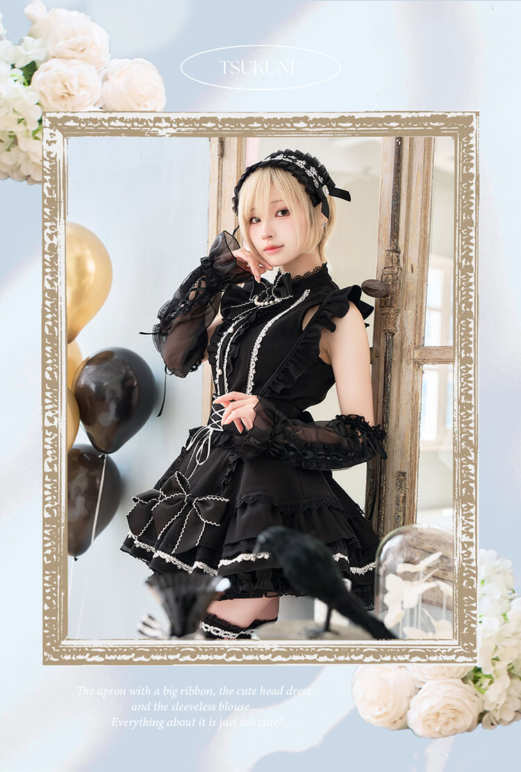 【即日発送】【沖縄コレクション着用】【月海つくねコラボ】ノワールアンジュメイド《オリジナルコスプレ10点セット》【Malymoon/マリームーン】【CS25028】