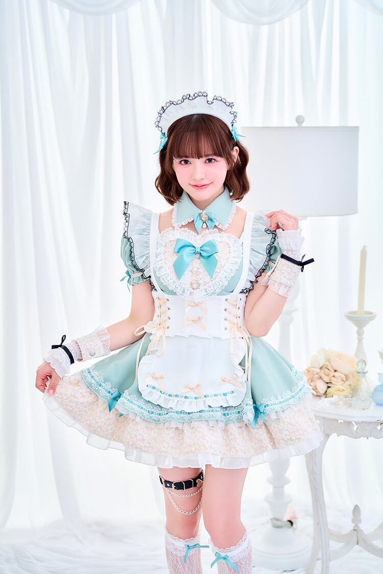 【ブルー/パープルは予約】【小野緑着用】ドリーミーハートフリルチュチュメイド《オリジナルコスプレ8点セット》【Malymoon/マリームーン】【CS25181-2】