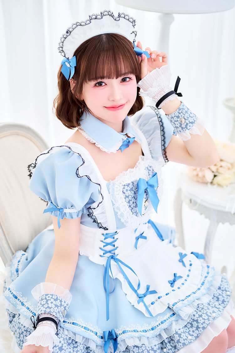 【ブルー/パープルは予約】【小野緑着用】ドリーミーハートフリルチュチュメイド《オリジナルコスプレ8点セット》【Malymoon/マリームーン】【CS25181-2】