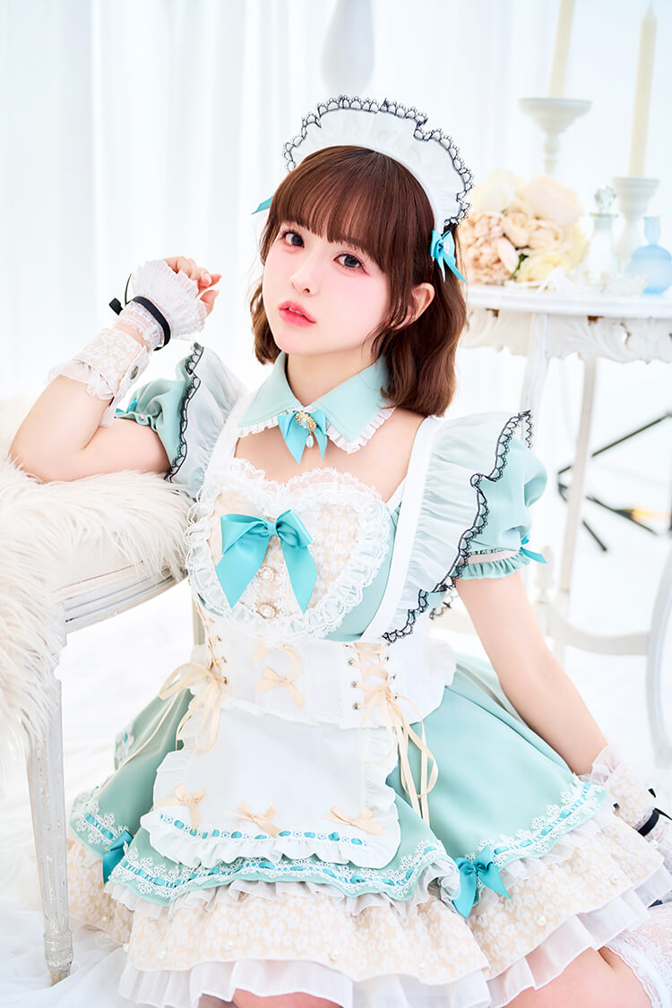 【ブルー/パープルは予約】【小野緑着用】ドリーミーハートフリルチュチュメイド《オリジナルコスプレ8点セット》【Malymoon/マリームーン】【CS25181-2】