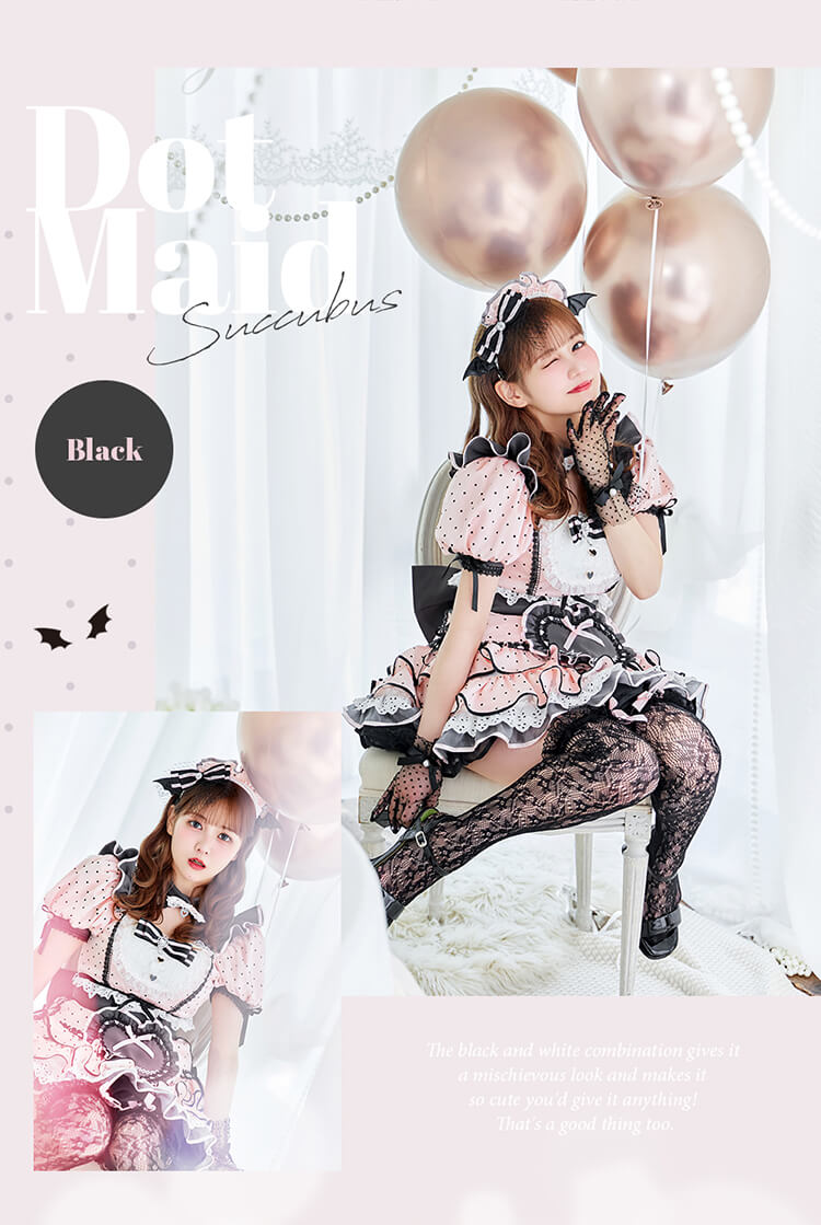 【ブラック×ピンクは予約】【沖縄コレクション着用】【佐藤ノア着用】ベイビーフリルドットメイド《オリジナルコスプレ12点セット》【vanityME. × Malymoon】【CS25040】 