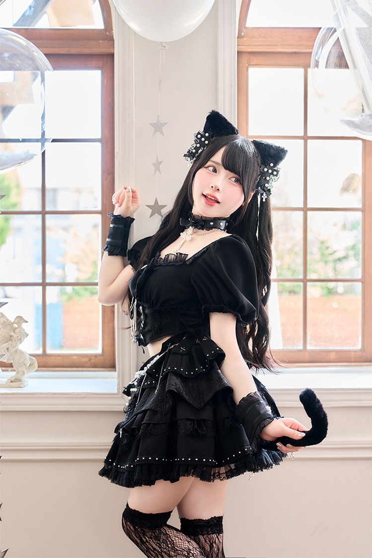 【予約-10月中旬頃より順次発送予定】【Mumei着用】シスタークロスパールキャット《ハロウィンコスプレ10点セット》【Malymoon/マリームーン】【CS25106】