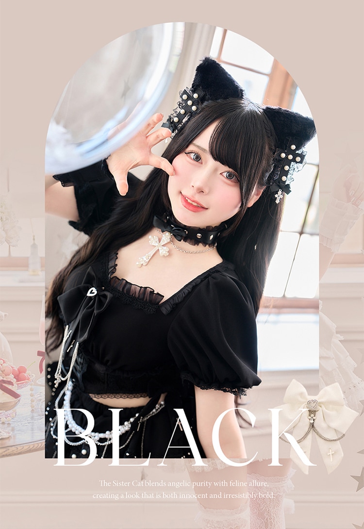 【予約-10月中旬頃より順次発送予定】【Mumei着用】シスタークロスパールキャット《ハロウィンコスプレ10点セット》【Malymoon/マリームーン】【CS25106】