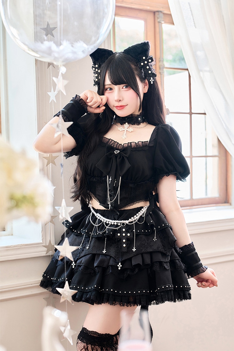 【予約-10月中旬頃より順次発送予定】【Mumei着用】シスタークロスパールキャット《ハロウィンコスプレ10点セット》【Malymoon/マリームーン】【CS25106】