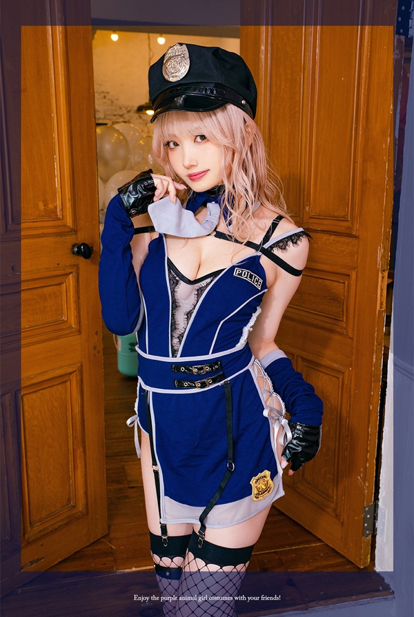 【予約-10月上旬頃より順次発送予定】タイトポリススーツ《ハロウィンコスプレ10点セット》【Malymoon/マリームーン】【9583】