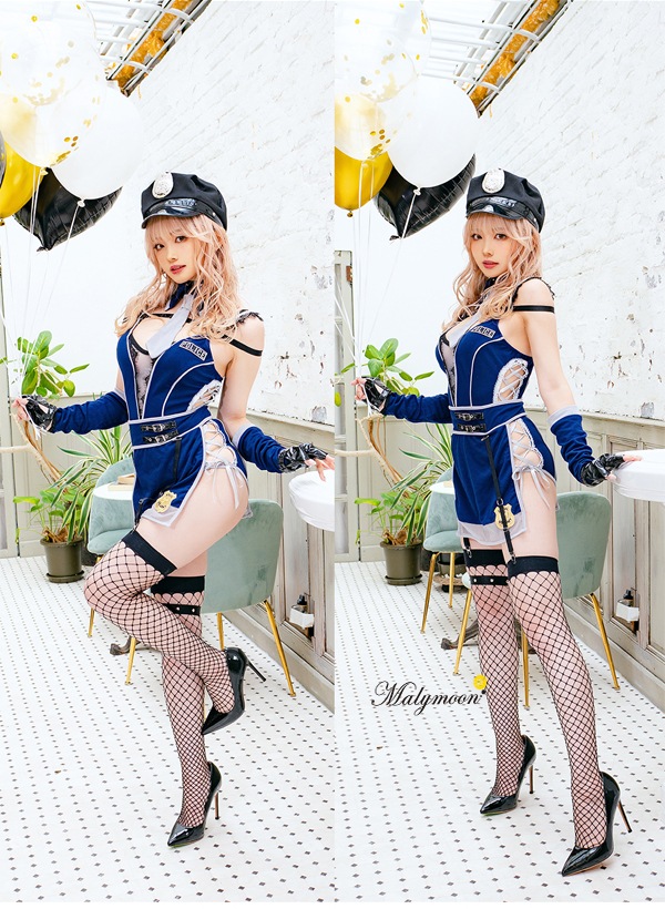 【予約-10月上旬頃より順次発送予定】タイトポリススーツ《ハロウィンコスプレ10点セット》【Malymoon/マリームーン】【9583】