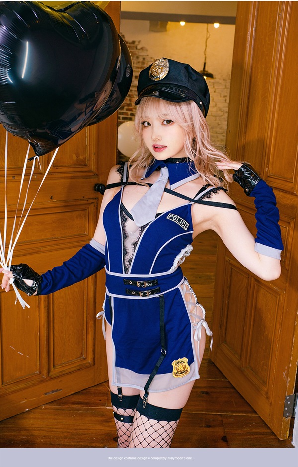 【予約-10月上旬頃より順次発送予定】タイトポリススーツ《ハロウィンコスプレ10点セット》【Malymoon/マリームーン】【9583】
