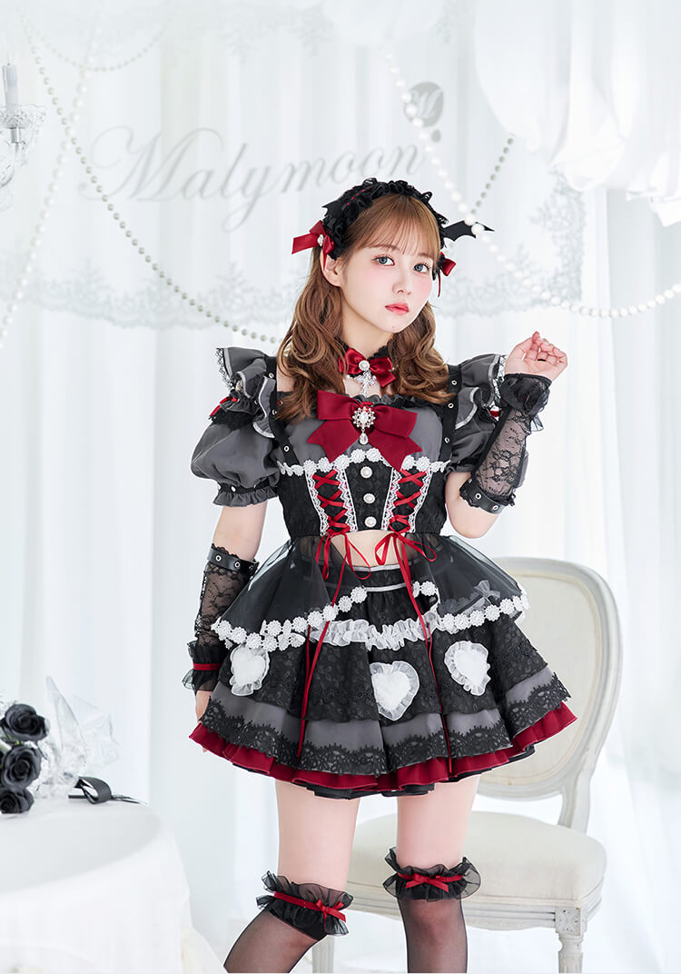 【レッドは予約】【沖縄コレクション着用】【佐藤ノア着用】バブルハートドーリーデビル《オリジナルコスプレ14点セット》【Malymoon/マリームーン】【CS25042】
