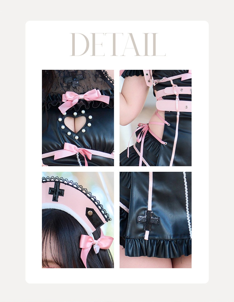 【予約-5月中旬頃より順次発送予定】ラブカットフリルレザーナース 《オリジナルコスプレ11点セット》【Malymoon/マリームーン】【CS26011】