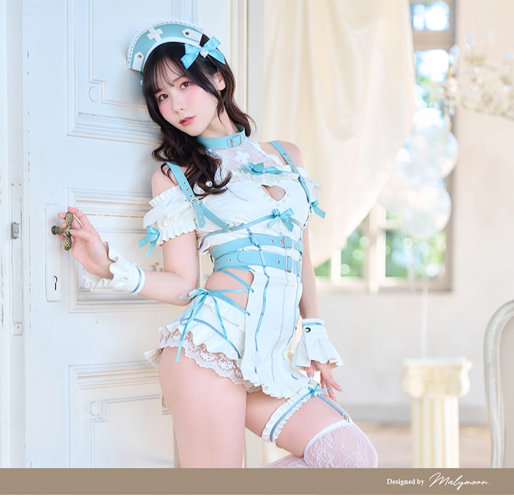 【予約-5月中旬頃より順次発送予定】ラブカットフリルレザーナース 《オリジナルコスプレ11点セット》【Malymoon/マリームーン】【CS26011】