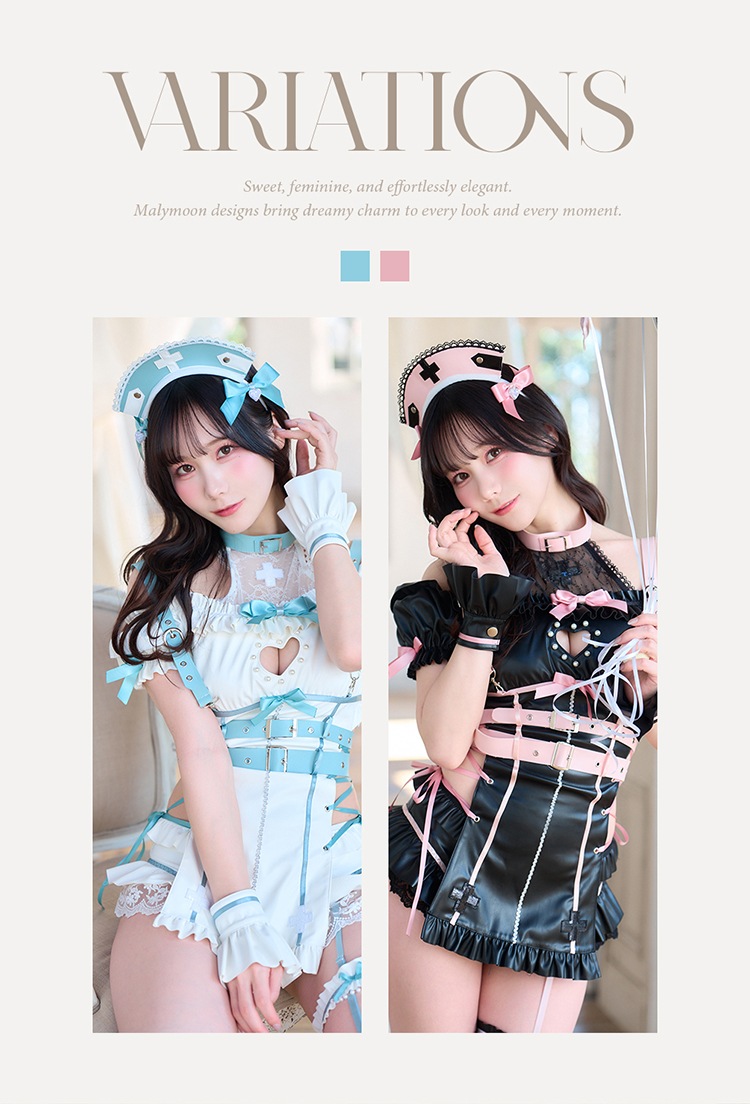 【予約-5月中旬頃より順次発送予定】ラブカットフリルレザーナース 《オリジナルコスプレ11点セット》【Malymoon/マリームーン】【CS26011】