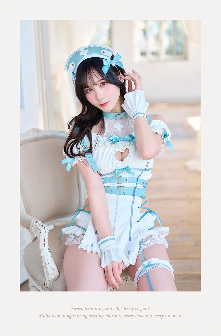 【予約-5月中旬頃より順次発送予定】ラブカットフリルレザーナース 《オリジナルコスプレ11点セット》【Malymoon/マリームーン】【CS26011】