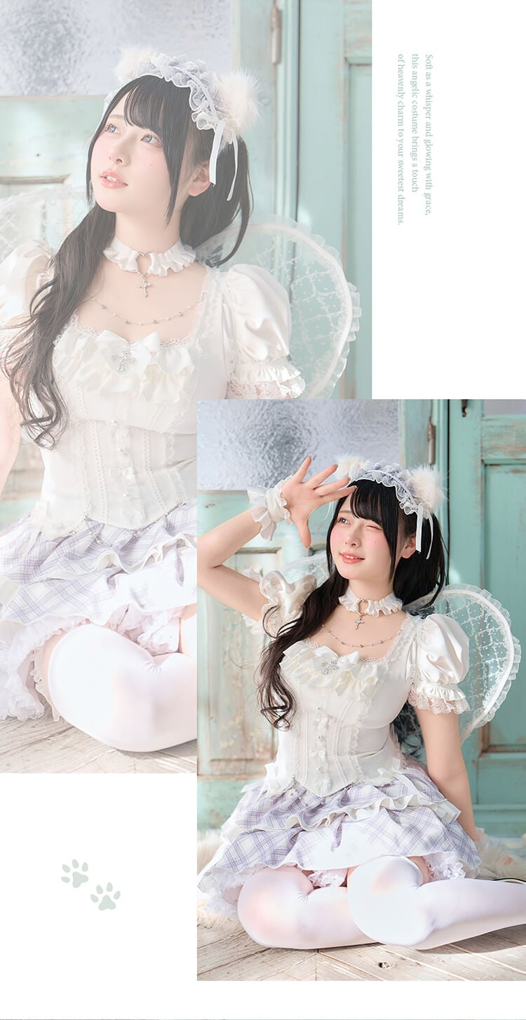 【即日発送】【札幌コレクション着用】【Mumei着用】スイートフェザーエンジェルキャット《オリジナルコスプレ8点セット》【Malymoon/マリームーン】【10252-2】