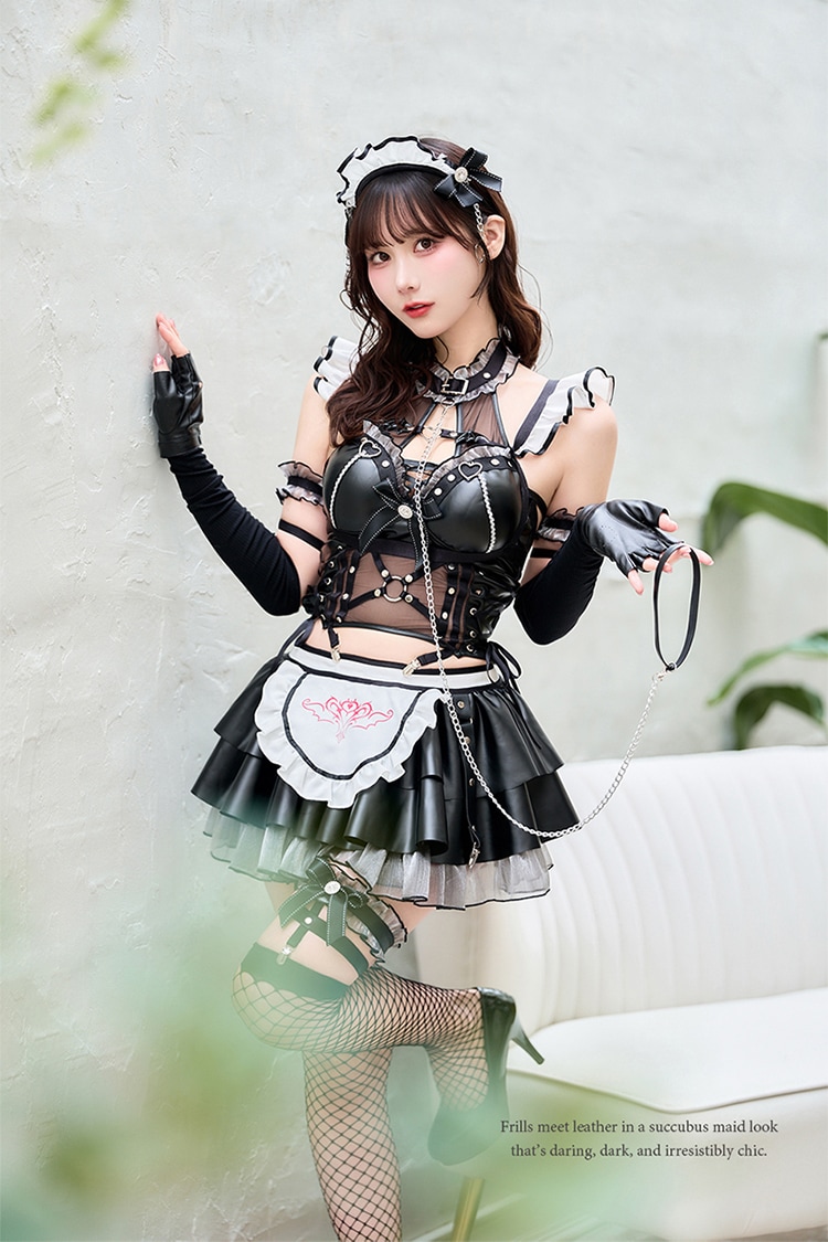 【一部予約】フリルレザーサキュバスメイド2TYPE《ハロウィンコスプレ10点セット》【Malymoon/マリームーン】【CS25101】【CS25141】