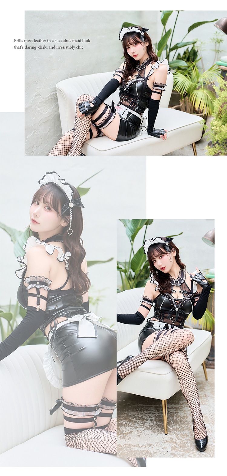 【一部予約】フリルレザーサキュバスメイド2TYPE《ハロウィンコスプレ10点セット》【Malymoon/マリームーン】【CS25101】【CS25141】