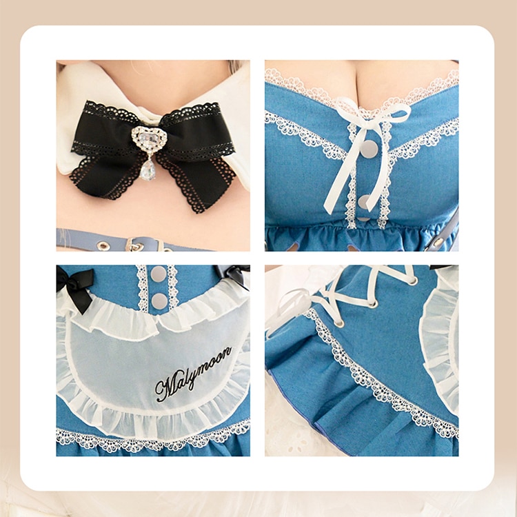 【予約-12月上旬頃より順次発送予定】パフスリーブデニムドールメイド《ハロウィンコスプレ9点セット》【Malymoon/マリームーン】【CS25119】