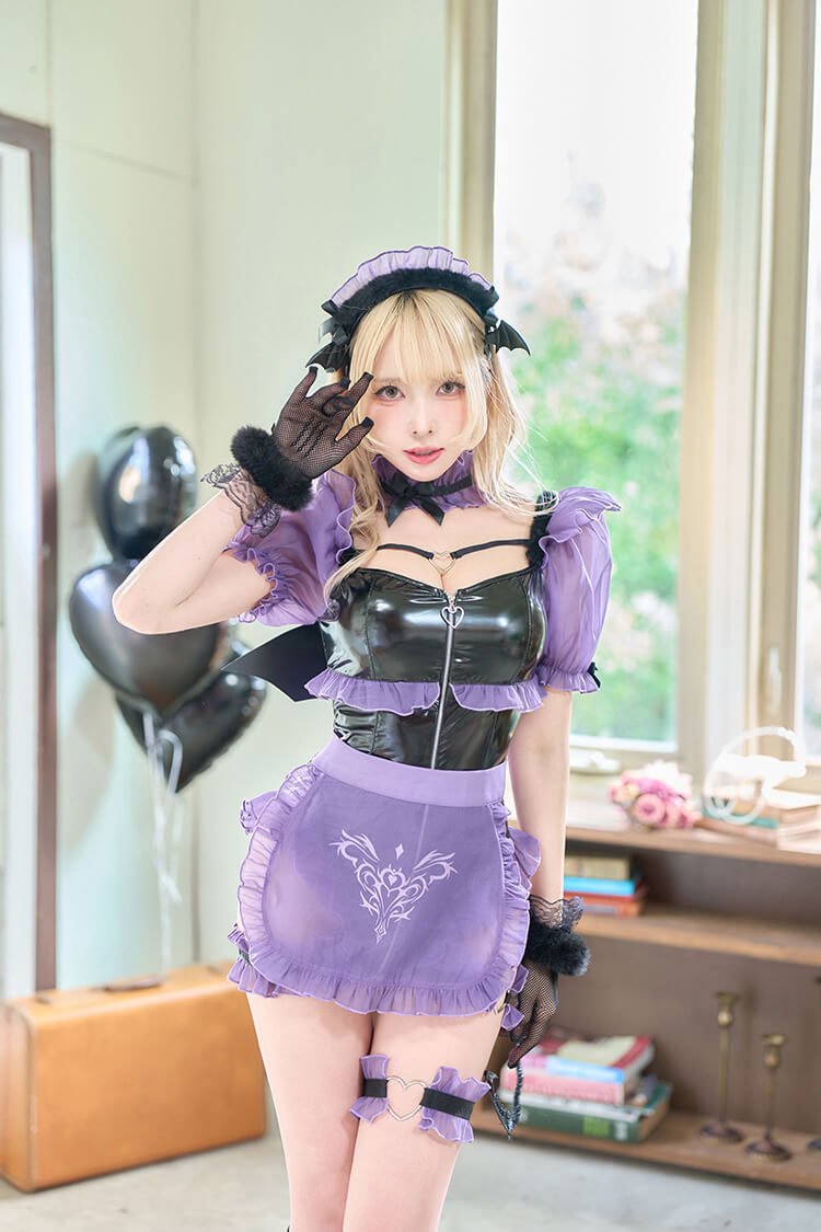 【即日発送】レザーサキュバスメイド《オリジナルコスプレ11点セット》【Malymoon/マリームーン】【CS25192】 