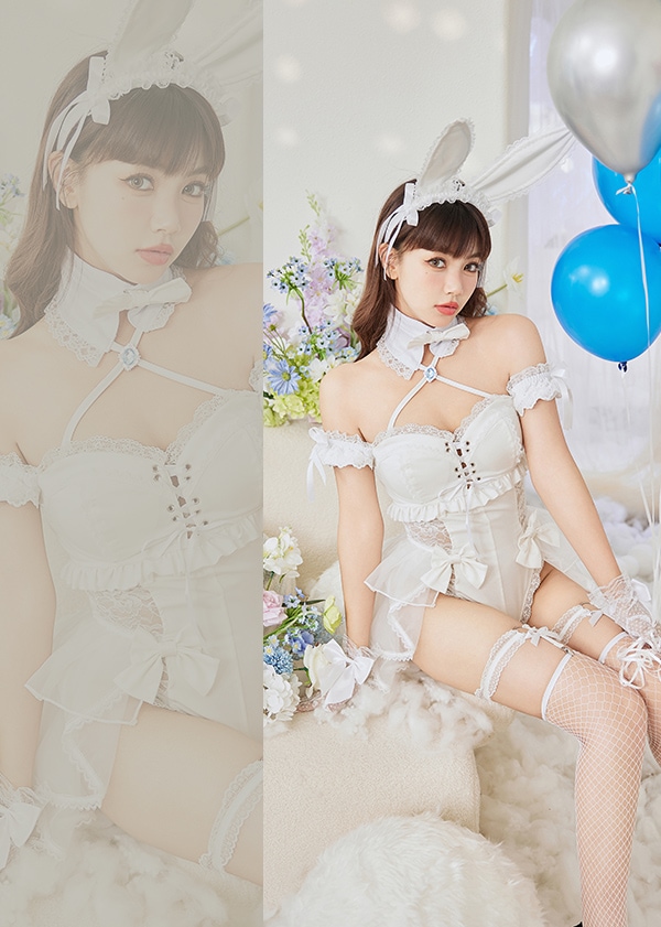 【即日発送】サイドレースデニムバニーボディスーツ3TYPE《オリジナルコスプレ9-10点セット》【Malymoon/マリームーン】【c9907】【9908】
