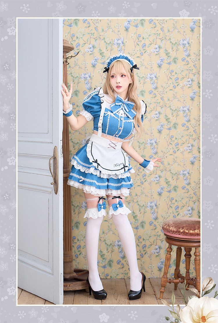 【予約-1月下旬頃より順次発送予定】シュガーブルーサスペンダーデニムメイド《ハロウィンコスプレ9点セット》【Malymoon/マリームーン】【CS25120】