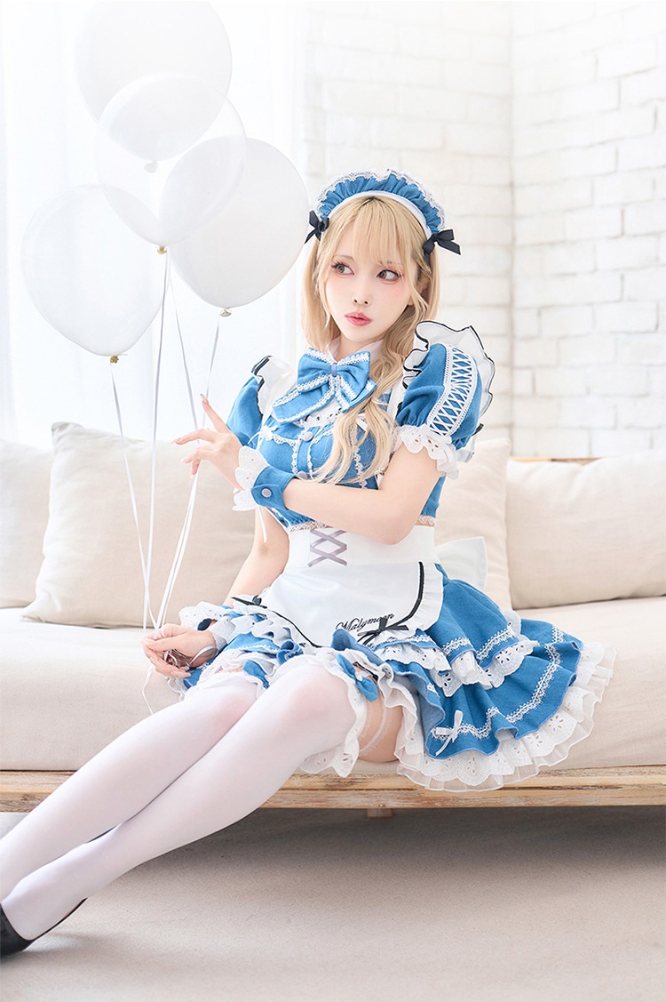 【予約-1月下旬頃より順次発送予定】シュガーブルーサスペンダーデニムメイド《ハロウィンコスプレ9点セット》【Malymoon/マリームーン】【CS25120】