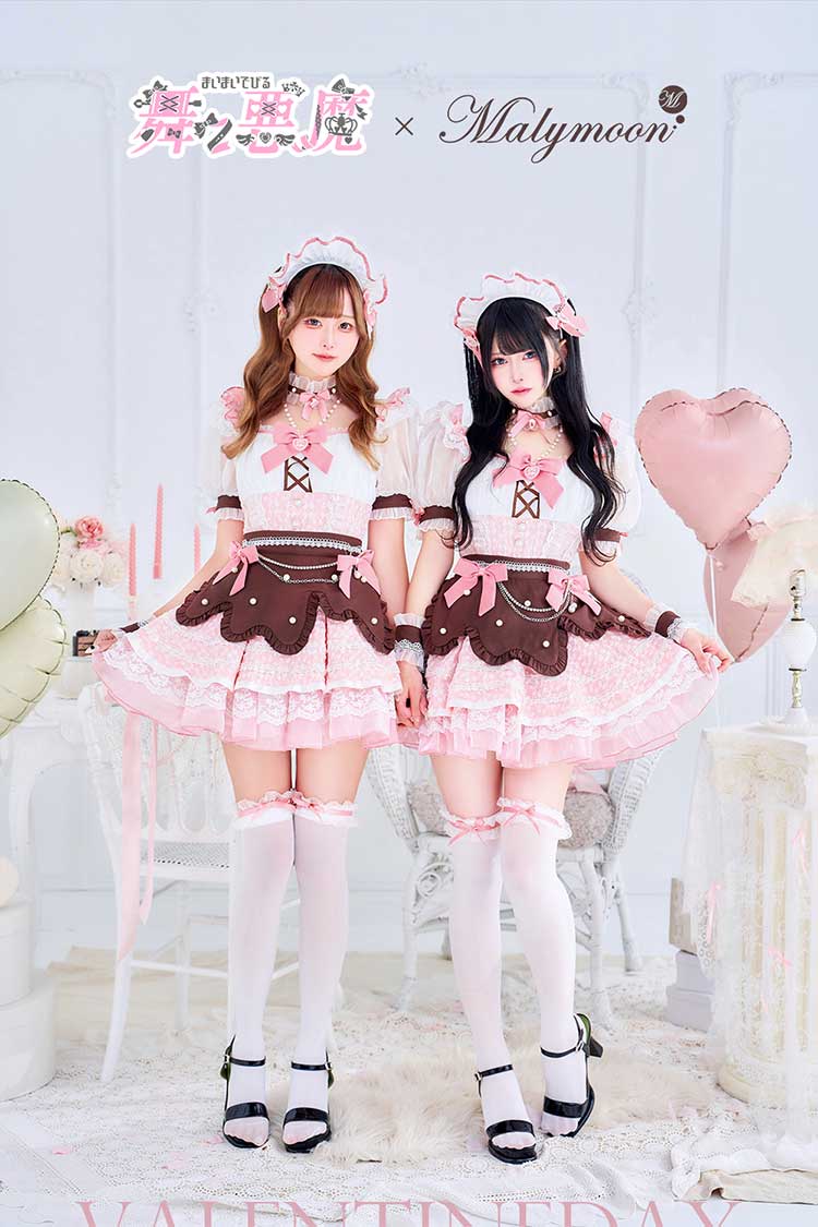 マリームーン　malymoonシュガードットシフォンピンクメイド シュガードットシフォンピンクメイド[品番：MYMT0001079]｜Malymoon