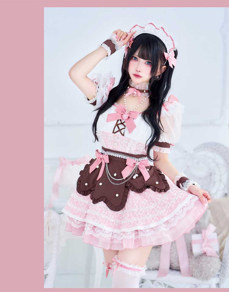 【即日発送】【舞々悪魔×Malymoon】シュガーフルールメルティチョコメイド《バレンタインコスプレ13点セット》【Malymoon/マリームーン】【CS25169】