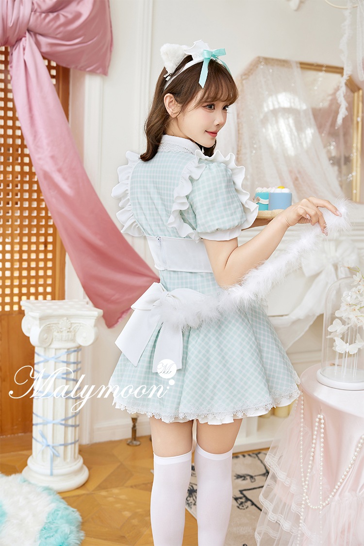 【予約-12月上旬頃より順次発送予定】チェックキャットメイド《オリジナルコスプレ8点セット》【Malymoon/マリームーン】【10065】