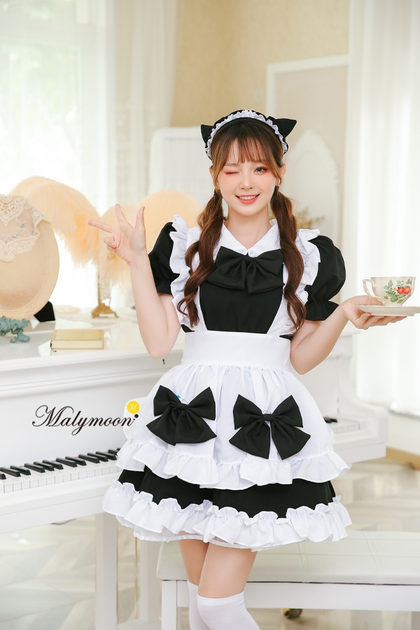 【取り寄せ】【レビュー投稿で白ニーハイプレゼント】完全受注オーダー高級メイド服《かわいいコスプレ3点セット》【odrm8150】