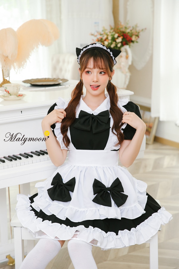 【取り寄せ】【レビュー投稿で白ニーハイプレゼント】完全受注オーダー高級メイド服《かわいいコスプレ3点セット》【odrm8150】