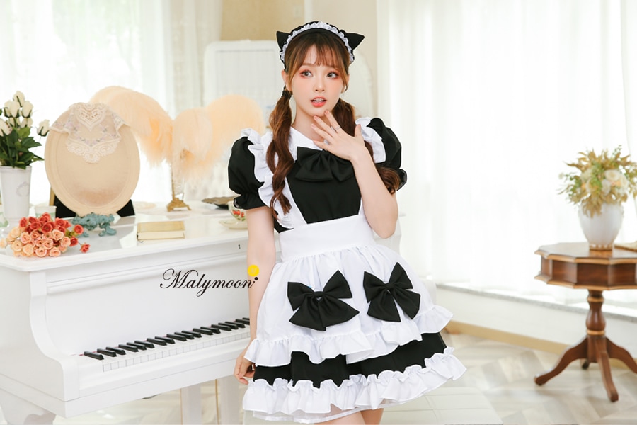 【取り寄せ】【レビュー投稿で白ニーハイプレゼント】完全受注オーダー高級メイド服《かわいいコスプレ3点セット》【odrm8150】