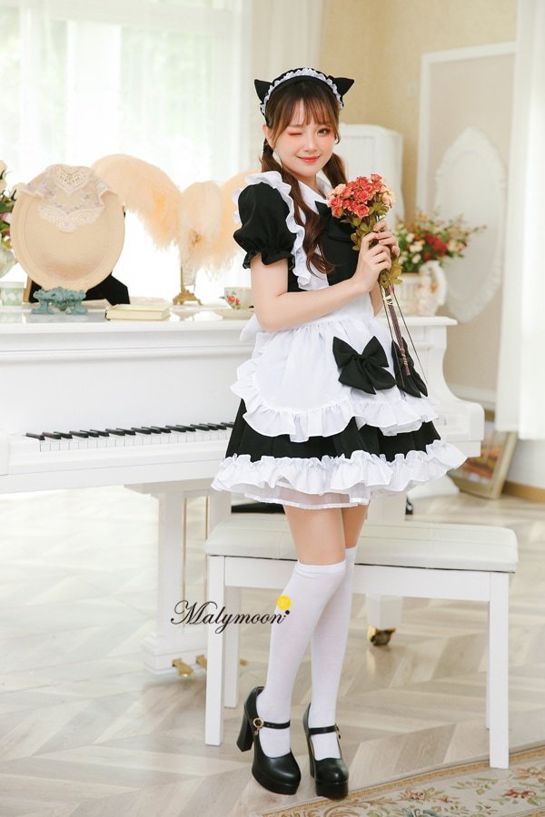 【取り寄せ】【レビュー投稿で白ニーハイプレゼント】完全受注オーダー高級メイド服《かわいいコスプレ3点セット》【odrm8150】