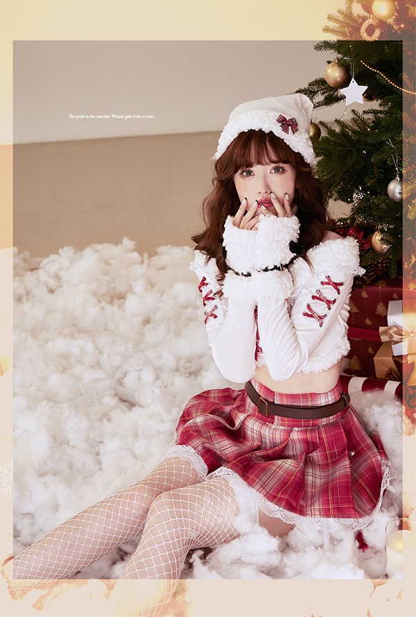 【即日発送】チェックプリーツサンタ《クリスマスコスプレ9点セット》【Malymoon/マリームーン】【9623】