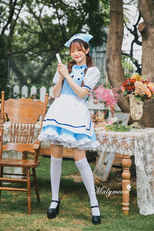 【取り寄せ】【レビュー投稿で白ニーハイプレゼント】完全受注オーダー高級メイド服《かわいいコスプレ3点セット》【odrm8152】