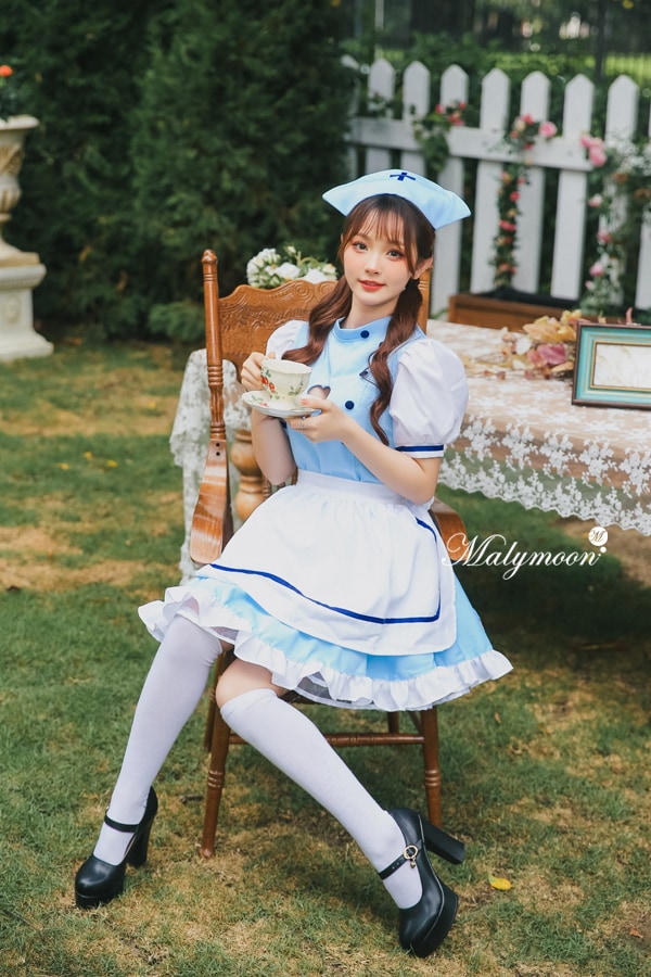 【取り寄せ】【レビュー投稿で白ニーハイプレゼント】完全受注オーダー高級メイド服《かわいいコスプレ3点セット》【odrm8152】
