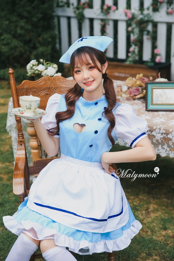 【取り寄せ】【レビュー投稿で白ニーハイプレゼント】完全受注オーダー高級メイド服《かわいいコスプレ3点セット》【odrm8152】
