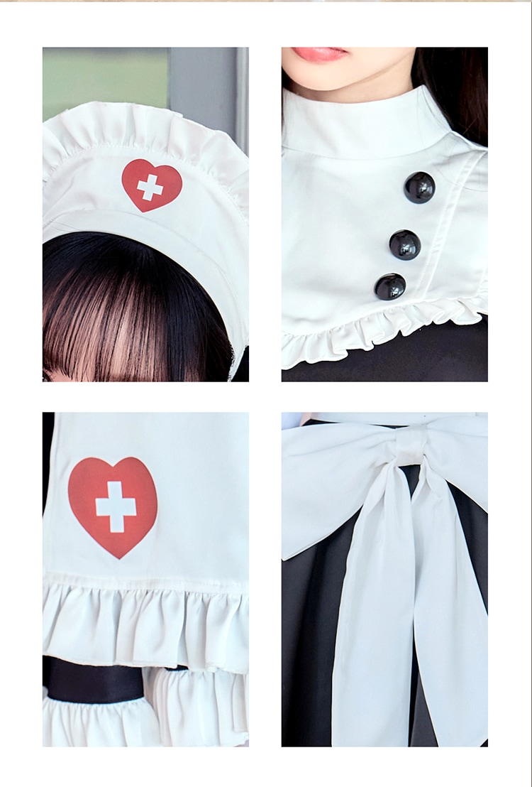 【即日発送】【中村里砂着用】クラシカルミッドセンチュリーナース《ハロウィンコスプレ6点セット》【Malymoon/マリームーン】【CS-25-10355】