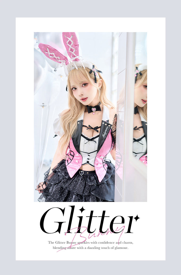 【即日発送】ピンクグリッターバニードレス《オリジナルコスプレ11点セット》【Malymoon/マリームーン】【CS25133】【CS25136】