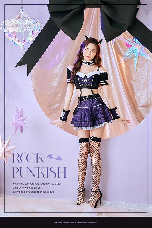 【即日発送】【姫宮まほれコラボ】ロックパンキッシュ《ハロウィンコスプレ7点セット》【Malymoon/マリームーン】【9567-2】